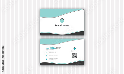 Luxury Business Card Design. Soft Blue Black business card design. Visiting card design.