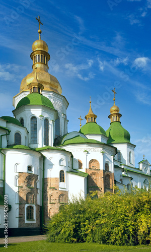 Morning Saint Sophia Cathedral  church building view. Kyiv City centre, Ukraine. photo