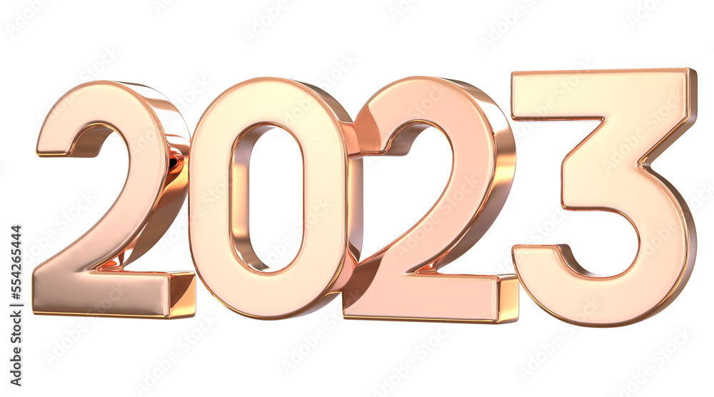 Golden Number 2023 3D Rendering
