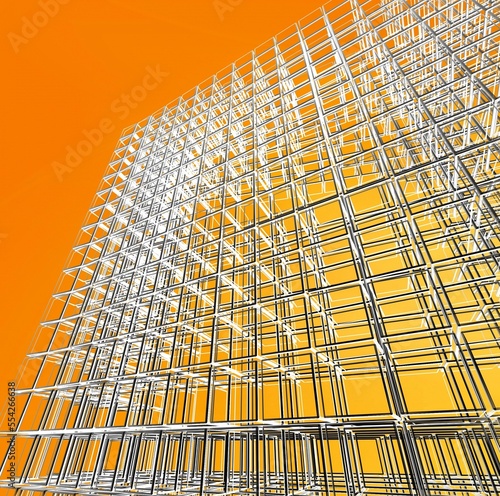 Modern architecture building house sketch. 3d render
