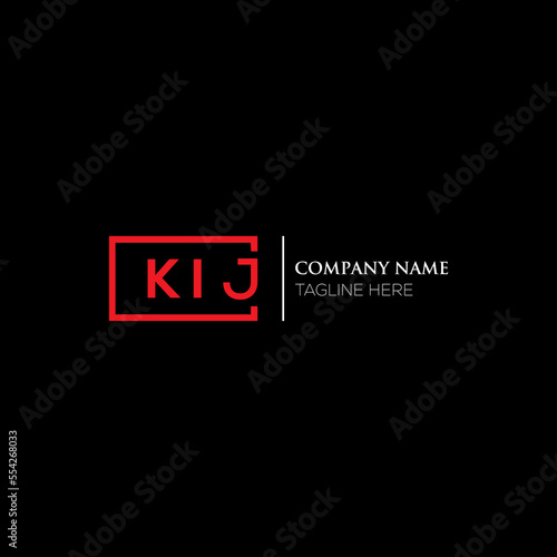 KIJ letter logo design on black background. KIJ creative initials letter logo concept. KIJ letter design. KIJ letter design on white background. KIJ logo vector.
 photo