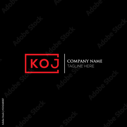 KOJ letter logo design on black background. KOJ creative initials letter logo concept. KOJ letter design. KOJ letter design on white background. KOJ logo vector.
 photo