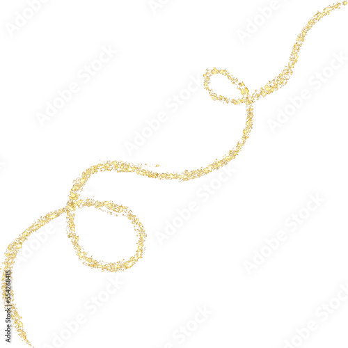 Gold glitter hand-drawn curly line