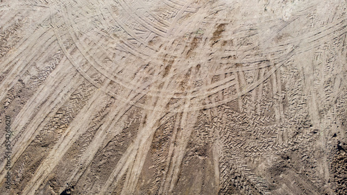 Wheel tracks on dirt. tractor tracks,.