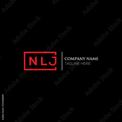 NLJ letter logo design on black background. NLJ creative initials letter logo concept. NLJ letter design. NLJ letter design on white background. NLJ logo vector.
 photo