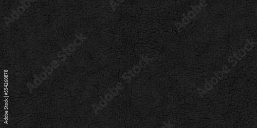 Seamless dark black leather background pattern. Tileable closeup textile texture of soft plush luxury cow hide or other creature or animal skin. A high resolution fashion backdrop 3D rendering.