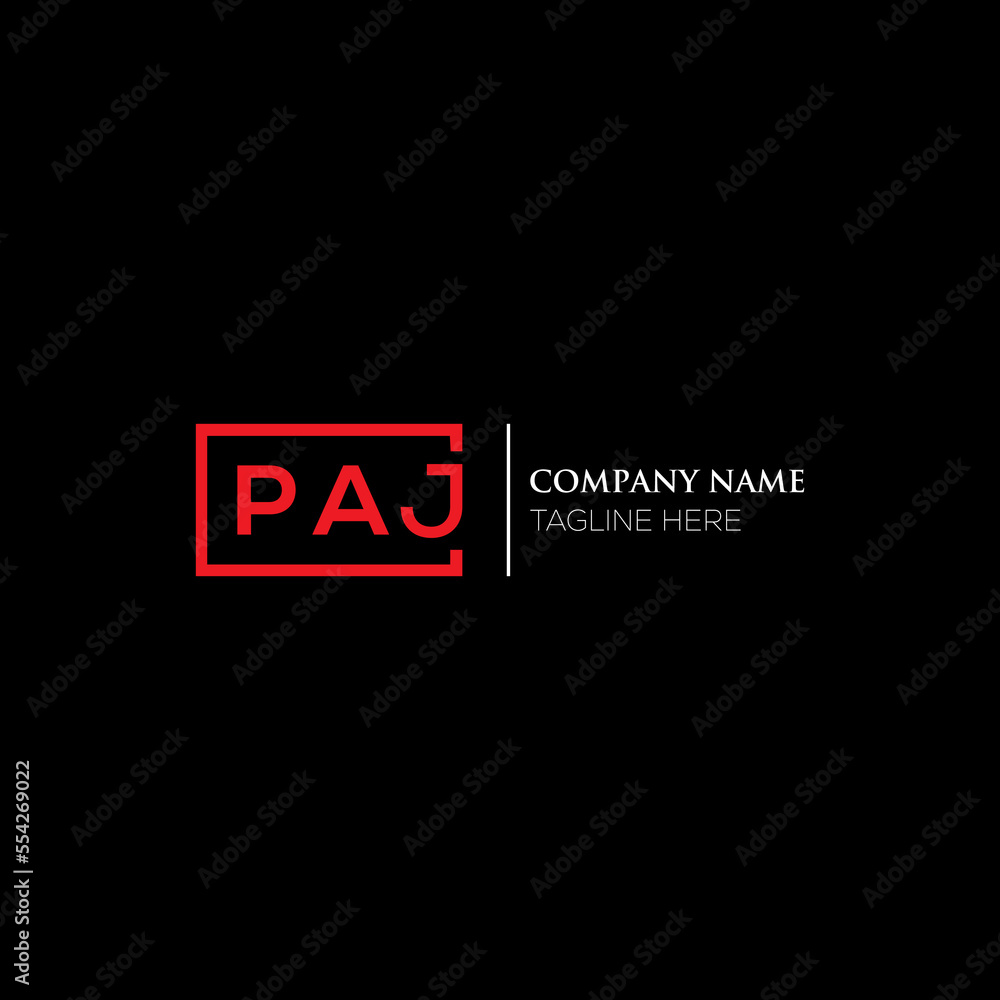 PAJ letter logo design on black background. PAJ creative initials ...