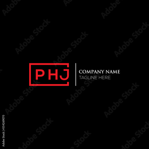 PHJ letter logo design on black background. PHJ creative initials letter logo concept. PHJ letter design. PHJ letter design on white background. PHJ logo vector.
 photo