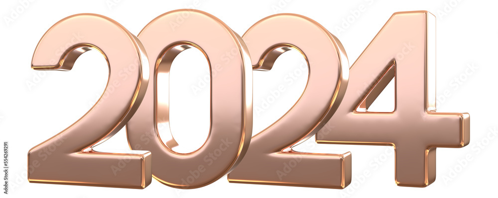 Golden Number 2024 3D Rendering Stock Illustration | Adobe Stock