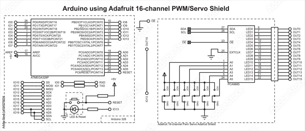 Vector schematic diagram of an electronic device on the arduino ...