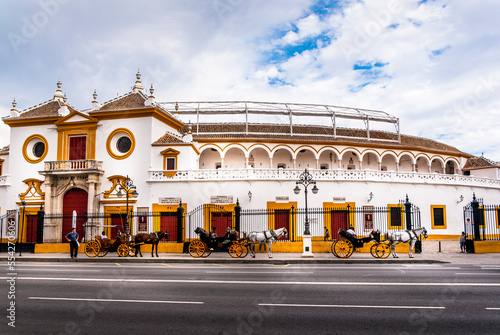 Plaza de Toros de la Maestranza, from the steet, outside, at Sevilla photo