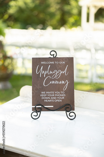 Unplugged wedding ceremony sign