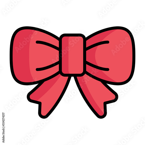 An icon of beautiful ribbon bow in trendy style