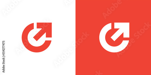 Minimal Awesome Trendy Arrow Icon Design Template On White & Red Background
