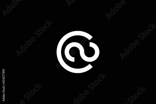 Minimal Awesome Trendy Letter CS Or CNO Infinity Logo Design Template On White & Red Background