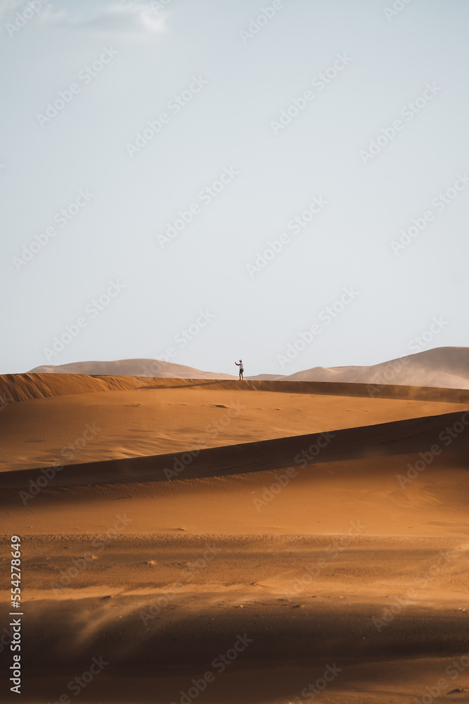 Lonely walker in Sahara Desert Merzouga Person Morocco