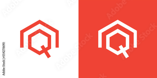 Minimal Awesome Trendy Q Logo Design Template On White & Red Background