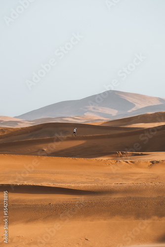 Lonely walker in Sahara Desert Merzouga Person Morocco © Peter