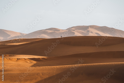 Lonely walker in Sahara Desert Merzouga Person Morocco © Peter