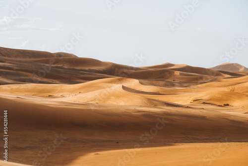 Fototapeta Naklejka Na Ścianę i Meble -  Sand texture in Morocco Sahara Merzouga Desert landscape oriented