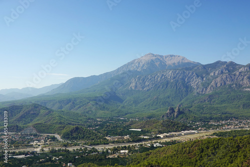 The panorama of Tahtali mountain from Kemer, Antayla provence, Turkey