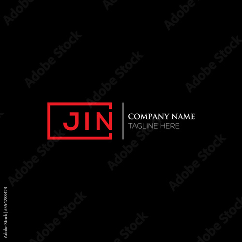 JIN letter logo design on black background. JIN creative initials letter logo concept. JIN letter design. JIN letter design on white background. JIN logo vector.
