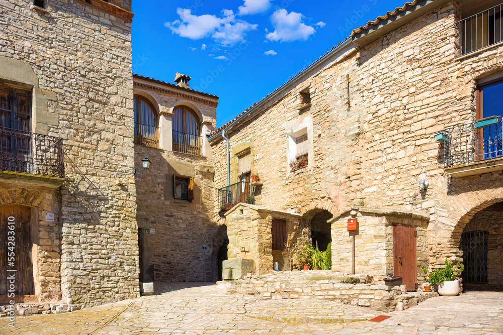Entrance to the walled historic center of Montfalcó Murallat, Catalonia, Spain