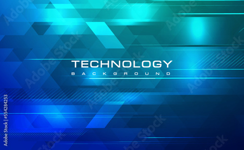 Digital technology banner blue green background concept, cyber technology polygonal, abstract tech, innovation future data, internet network, Ai big data, lines dots connection, illustration vector