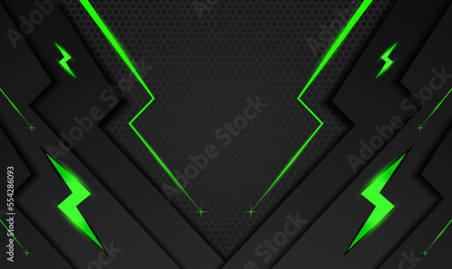 Abstract dark green Futuristic Gaming Background with hexagon pattern,dark green geometric background  for banner or Offline stream,gaming background template