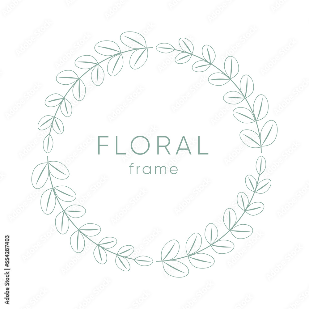 Floral frame background with green branches
