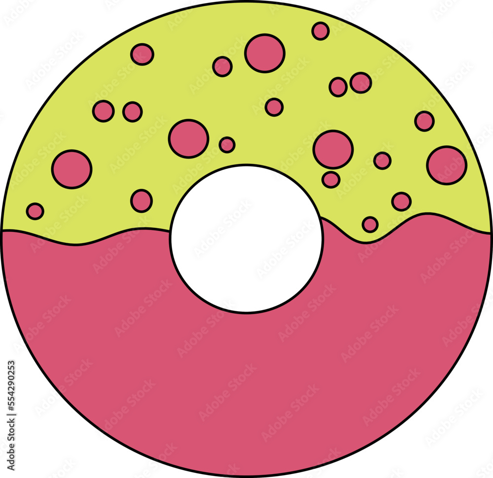 yellow pink donut with sprinkles isolated on a white background yellow pink donut with sprinkles isolated on a white background