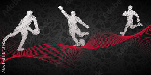 Rugby abstract lines with wave design. Creative sport concept. Art vector graphic for brochures, flyers, presentations, logo, print, website, poster, banner, templates, background, social media.