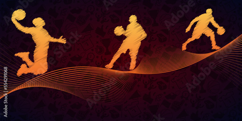 Basketball abstract lines with wave design. Creative sport concept. Art vector graphic for brochures, flyers, presentations, logo, print, website, poster, banner, templates, background, social media.