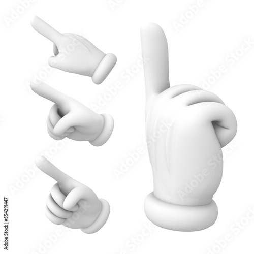 Foto Pointing Hand sign set ,3D illustration
Hand gesture sign icon set