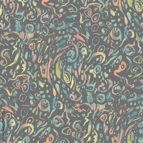 Irregular hand painted seamless pattern. Hand drawn doodle textured backgroun...