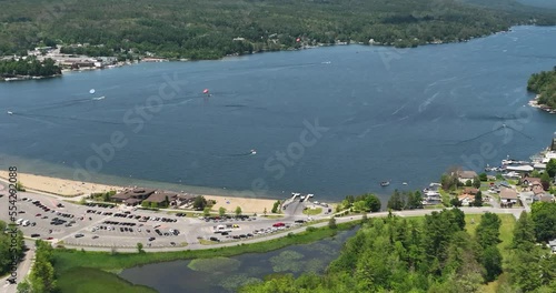 Scenic summer aerial video of the south end of Lake George, NY, Million Dollar Beach State Park, June 30, 2022
 photo