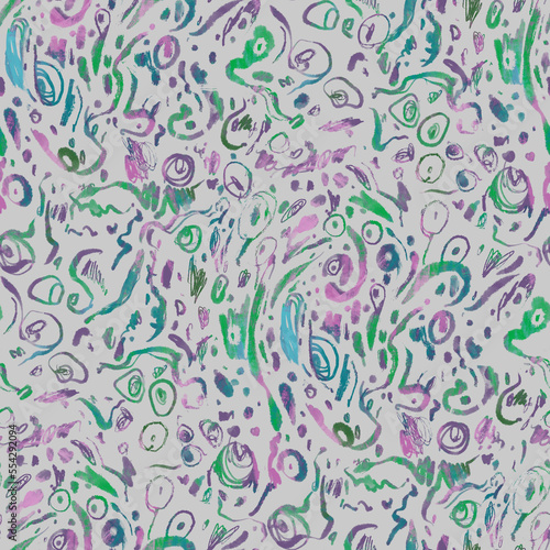 Irregular hand painted seamless pattern. Hand drawn doodle textured backgroun...