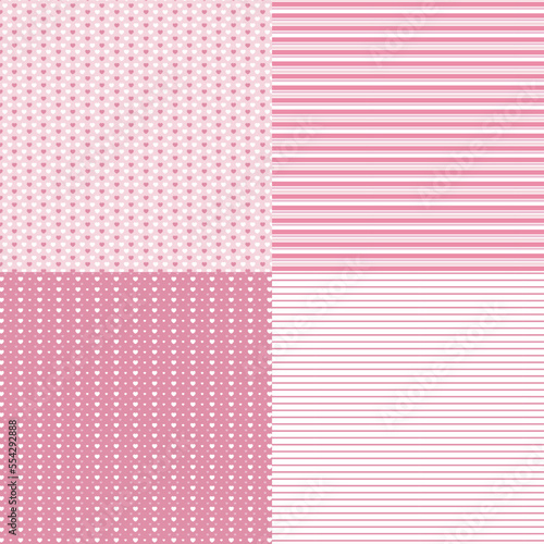 Set of cute patterns in pink and white