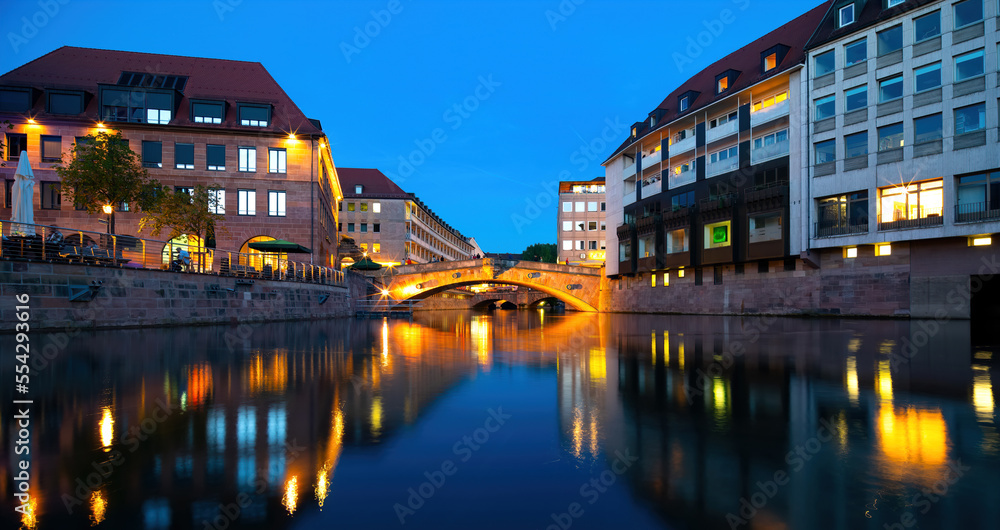 View of the Nuremberg Fleischbrücke at . The Fleischbrücke is considered to be the most important bridge construction of the Renaissance in Germany.