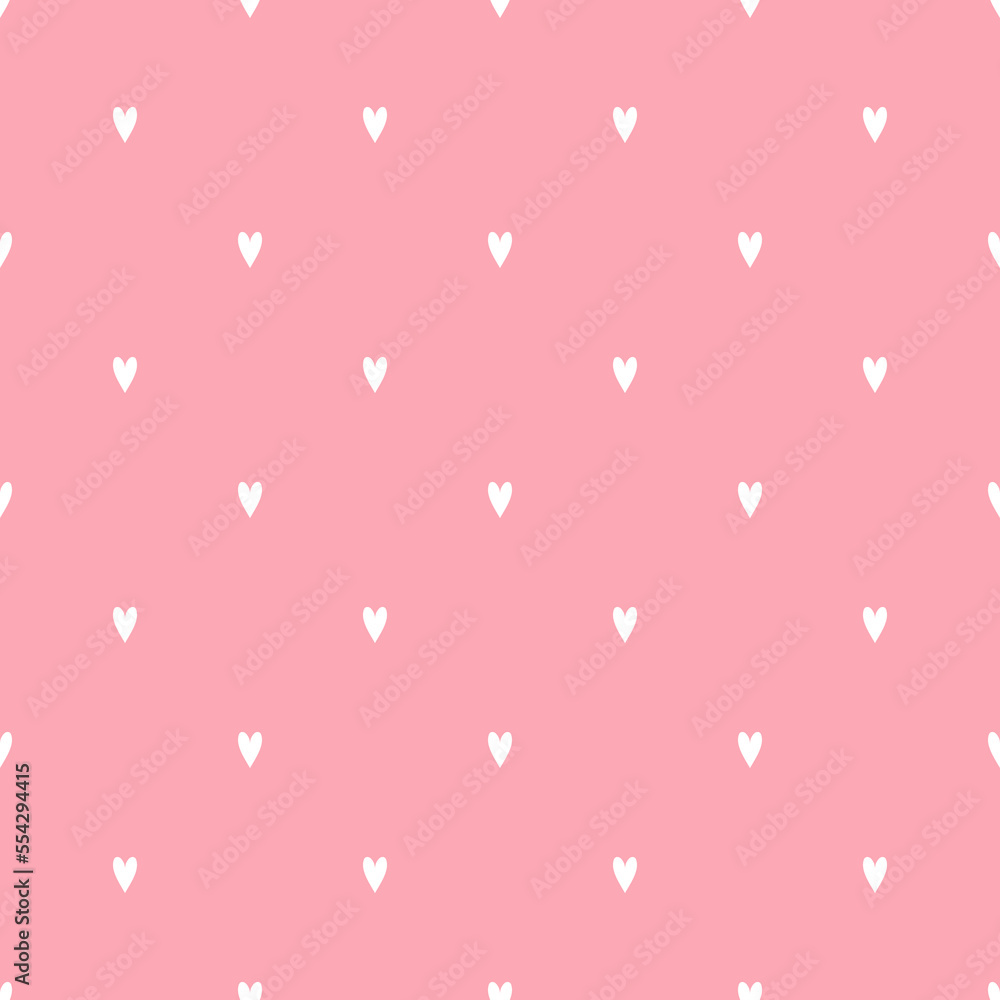 Small cute hearts vector seamless pattern on pink background. Texture for baby shower or Valentine's Day