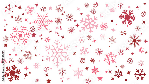 Christmas vector background with various small snowflakes 