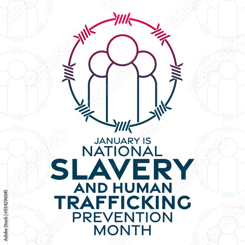 January is National Slavery and Human Trafficking Prevention Month. Vector illustration. Holiday poster.