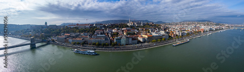 Aerial view around the city Budapest in Hungary on a sunny day in autumn. 