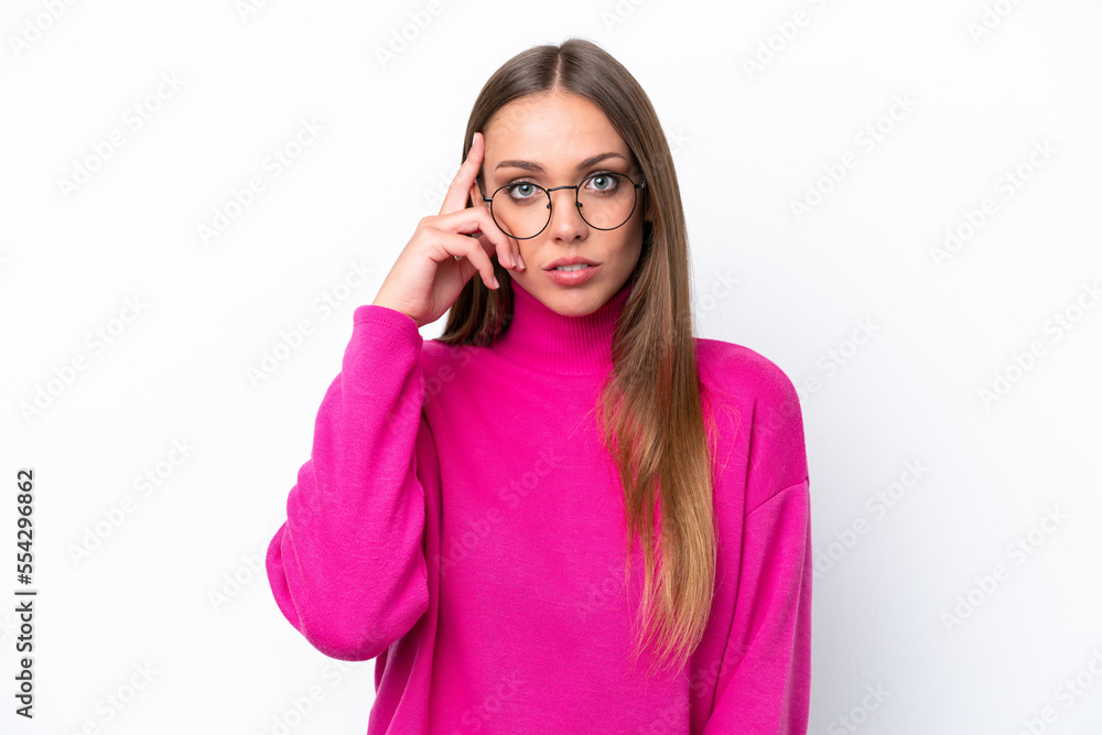 Young caucasian woman isolated on white background thinking an idea Young caucasian woman isolated on white background thinking an idea
