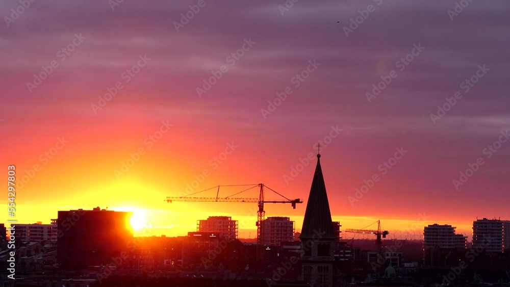 Copenhagen, Denmark A winter sunrise over the city skyline Copenhagen, Denmark A winter sunrise over the city skyline