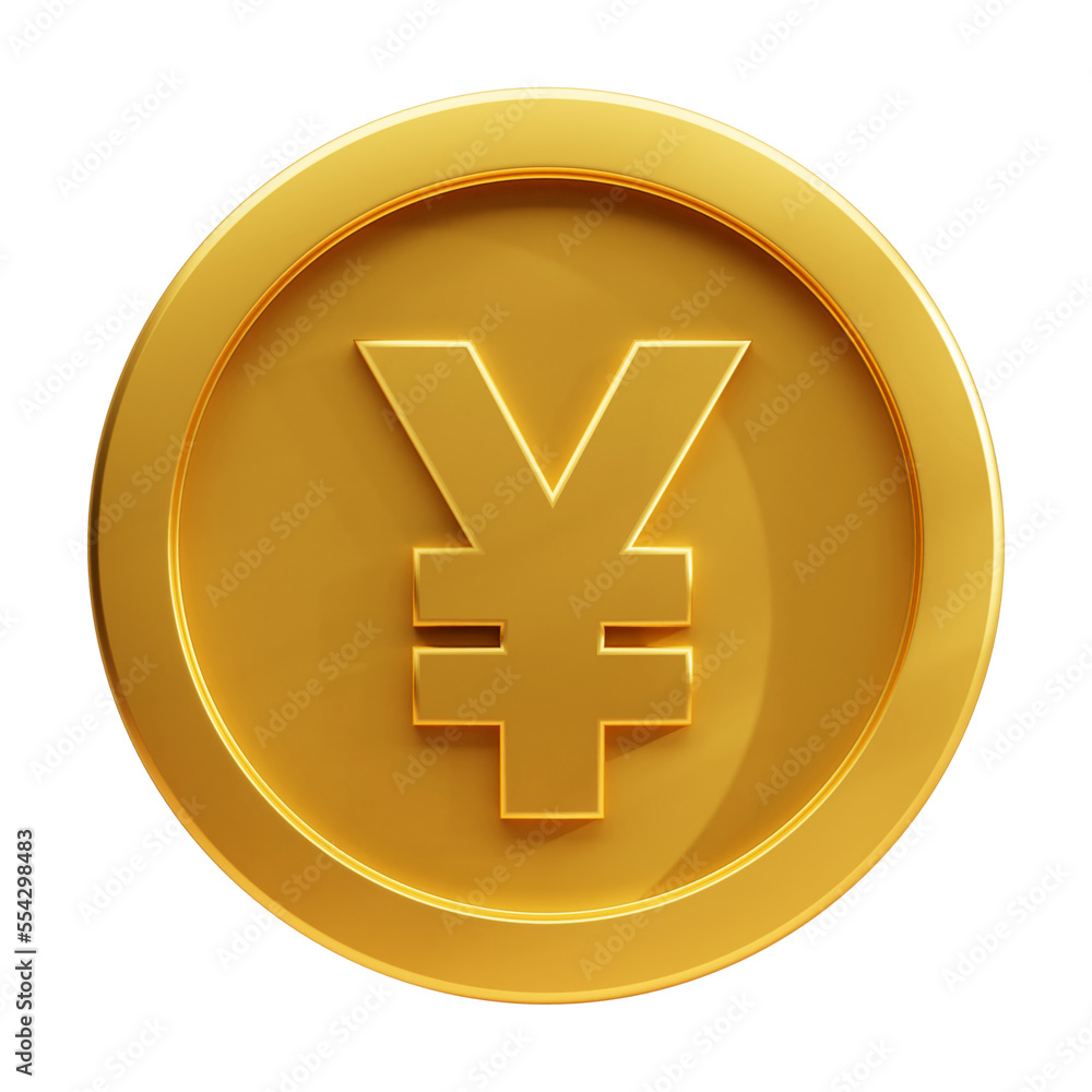 Golden yen coin, 3d realistic gold coin icon. Golden yen coin, 3d realistic gold coin icon.