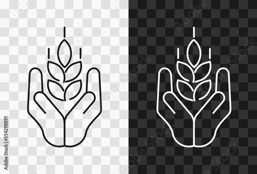 Careful attitude to wheat, high quality vector editable line icon. Careful attitude to wheat outline icon isolated on dark and light transparent backgrounds for UI design.