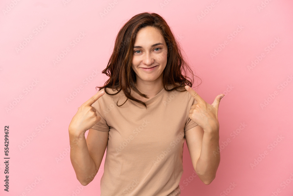 Young caucasian woman isolated on pink background giving a thumbs up gesture Young caucasian woman isolated on pink background giving a thumbs up gesture