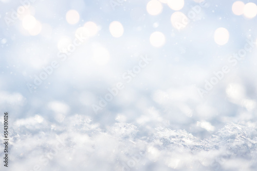 Christmas background with snow and lights. Winter concept © fotomaximum