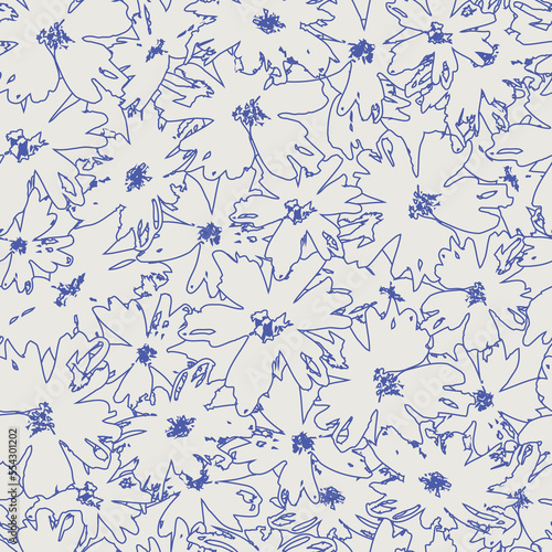 Very peri linear flowers seamless pattern
